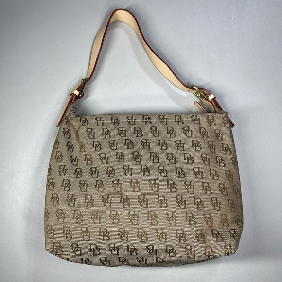 Dooney & Bourke Logo Monogram Print Jacquard Canvas Hobo Shoulder Bag Zip Top - Picture 1 of 16